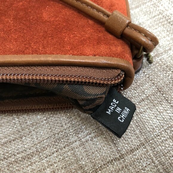 SOLD ~ Vintage Coach Corset Laced Wristlet 7139 Rust Suede and Brown Leather EUC - Picture 7 of 10